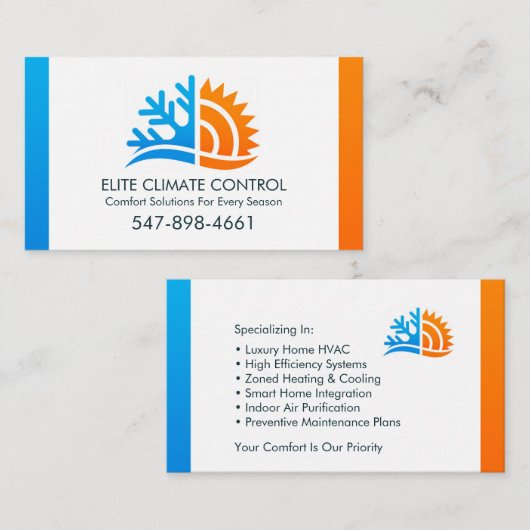 Carte De Visite Climatisation Chauffage & Refroidissement (Devant / Derrière)