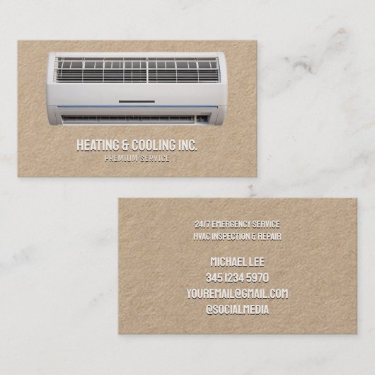 Carte De Visite Climatisation Kraft (Devant / Derrière)