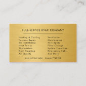 Carte De Visite Climatisation Professionnelle Chauffage HVAC (Dos)