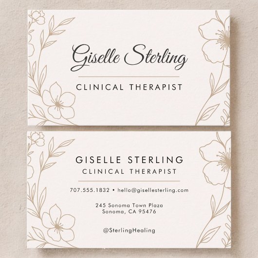Carte De Visite Clinical Therapist Botanical Floral