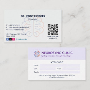 Carte De Visite Clinique de neurologie Affaires   Rendez-vous prop