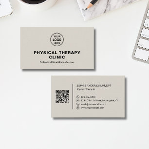 Carte De Visite Clinique de Physiothérapie Logo QR personnalisé 