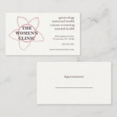 Carte De Visite Clinique de santé pour femmes Spa de salle de spor (Devant / Derrière)