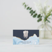 Carte De Visite Clinique dentaire dentiste dents blanchissant bleu (Debout devant)