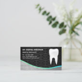 Carte De Visite Clinique dentaire en acier noir Damask Dentiste (Debout devant)