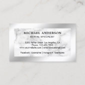 Carte De Visite Clinique dentaire en marbre Argent à huile Dentist (Dos)
