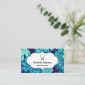 Carte De Visite Clinique dentaire Feuille Tropicale bleue Dentiste (Debout devant)