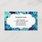 Carte De Visite Clinique dentaire Feuille Tropicale bleue Dentiste (Dos)