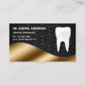 Carte De Visite Clinique dentaire Gold Black Damask Dentiste (Devant)