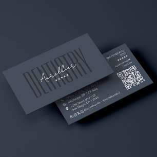 Carte De Visite Clinique dentaire minimale Charcoal Blue 
