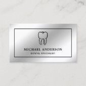Carte De Visite Clinique dentaire moderne Silver Foil Dentiste den (Devant)