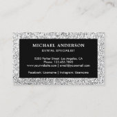 Carte De Visite Clinique dentaire noire en argent Parties scintill (Dos)