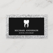 Carte De Visite Clinique dentaire noire en argent Parties scintill (Devant)
