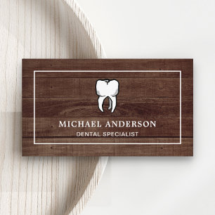 Carte De Visite Clinique Dentaire Rustic Wood White Tooth Dentiste