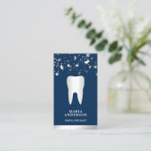 Carte De Visite Clinique dentaire Silver Confetti Silver Tooth Den (Debout devant)
