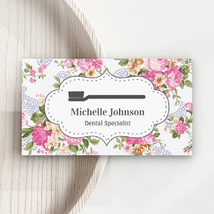 Carte De Visite Clinique dentaire Vintage Florale Dentiste de bros