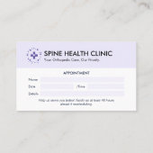 Carte De Visite Clinique orthopédique | Rendez-vous propre (Dos)