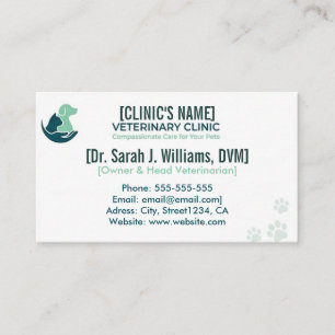 Carte De Visite Clinique Vétérinaire Minimaliste Moderne & Soins p