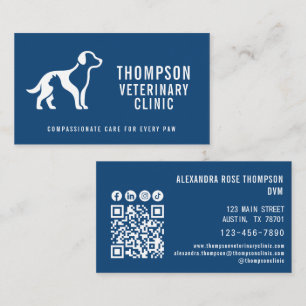 Carte De Visite Clinique vétérinaire Vétérinaire Animal Qr Code Ic