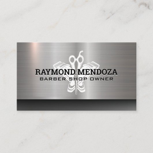 Carte De Visite Clippers à cheveux barber | Ciseaux | Metallique (Devant)