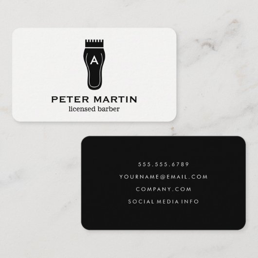 Carte De Visite Clippers à cheveux monogrammes (Devant / Derrière)