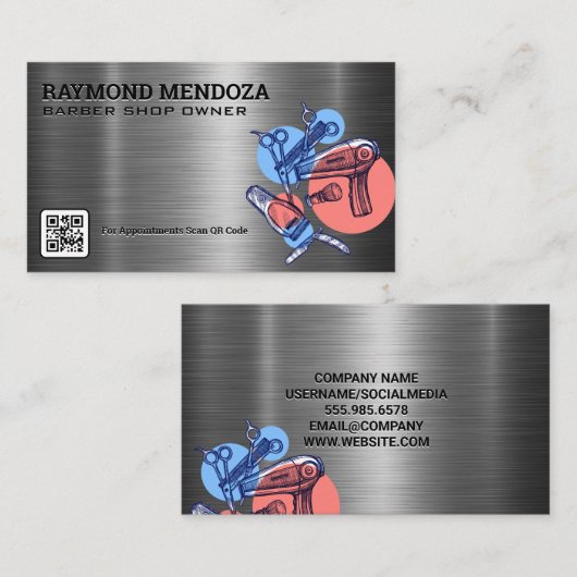 Carte De Visite Clippers | Code QR | Ciseaux (Devant / Derrière)