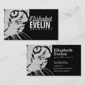 Carte De Visite Closeuse de chat tigre orange B&W (Devant / Derrière)