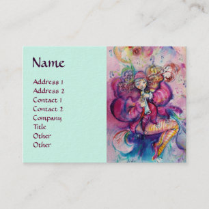 Carte De Visite CLÔTURE MUSICALE rose Turquoise Aquarelle bleue