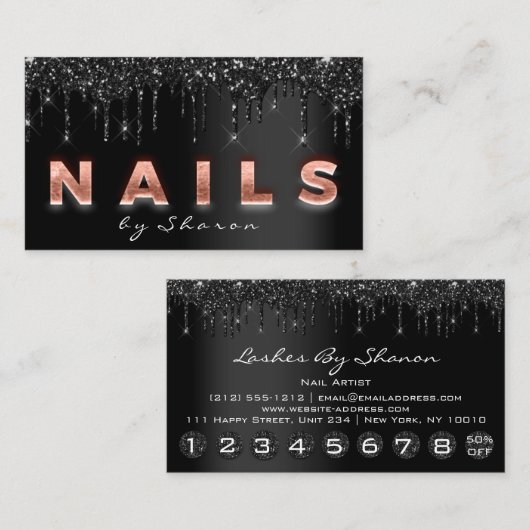 Carte De Visite Clou Artist Black Drives 9 Punches Rose Script (Devant / Derrière)