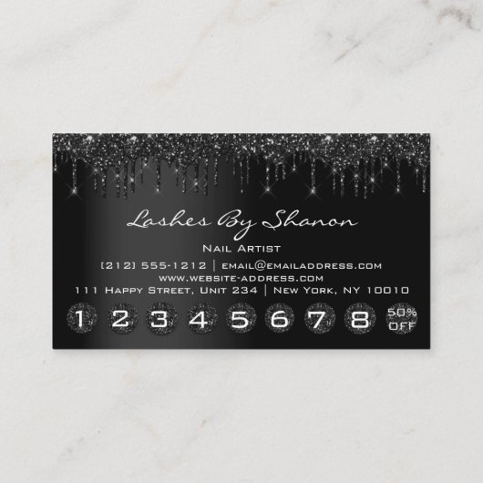 Carte De Visite Clou Artist Black Drives 9 Punches Rose Script (Dos)