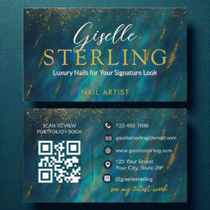Carte De Visite Clou Artist Dark Opal Glam Moderne QR Code