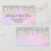 Carte De Visite Clou Artiste Holographe Diamond Silver Drip. Ombre (Devant / Derrière)