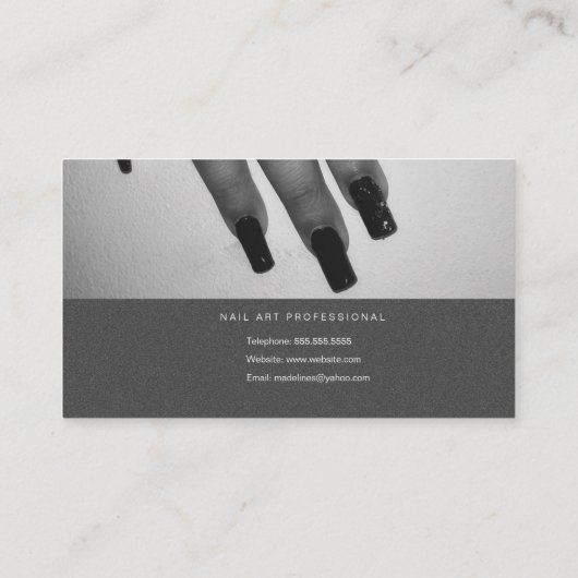 Carte De Visite Clou Artiste Lumineuse Script et Photo Salon Gris  (Dos)