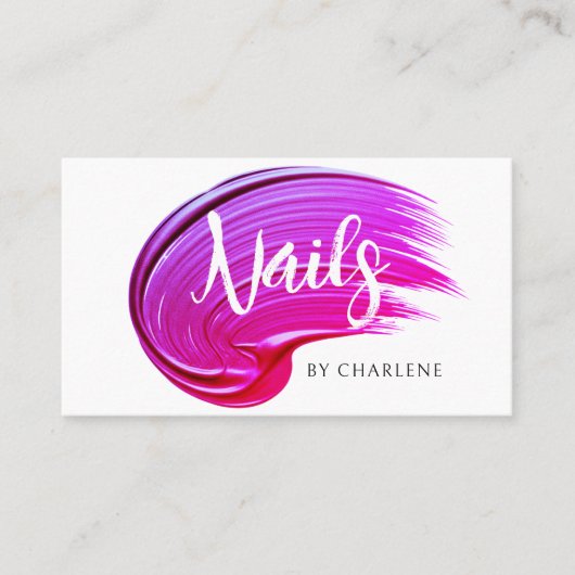 Carte De Visite Clou Artiste moderne manuscrit Script rose polonai (Devant)