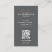 Carte De Visite Clou Artiste Script Moderne Signature Gris (Dos)