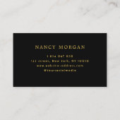Carte De Visite Clou noir & or Artiste ongles clous Script Calligr (Dos)