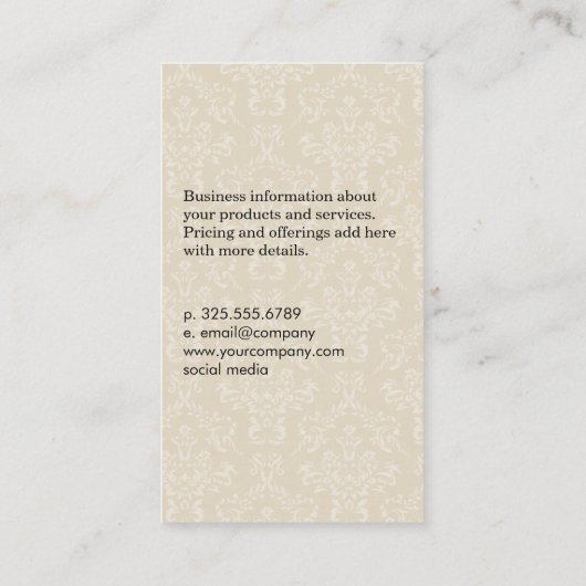 Carte De Visite Clou Polonais Élégant Damas (Dos)