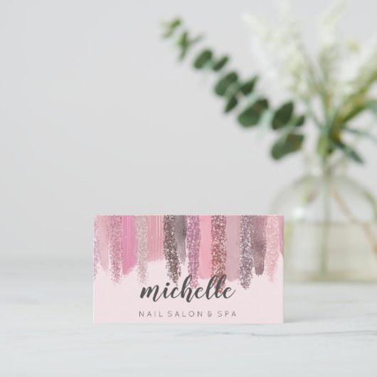 Carte De Visite Clou polonais Parties scintillant Salon Manucure M (Debout devant)
