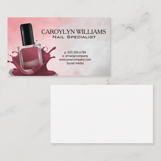 Carte De Visite Clou Polonais Splash | Manucure (Devant / Derrière)
