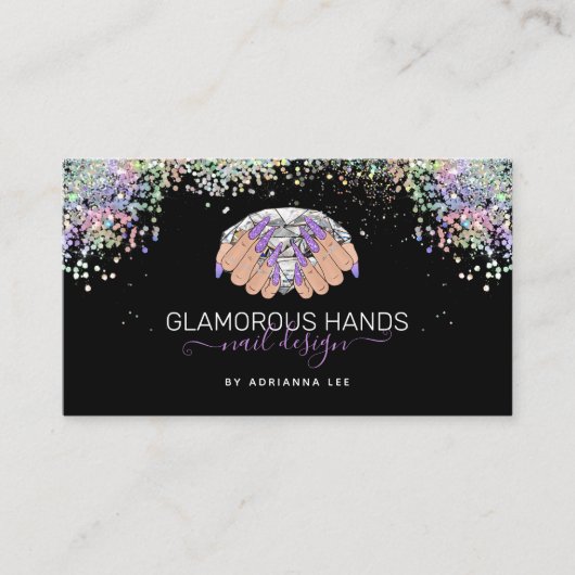Carte De Visite Clou Salon Diamond Mains Purple Parties scintillan (Devant)