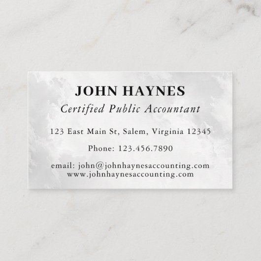 Carte De Visite Clouages blancs de préparation des déclarations co (Dos)