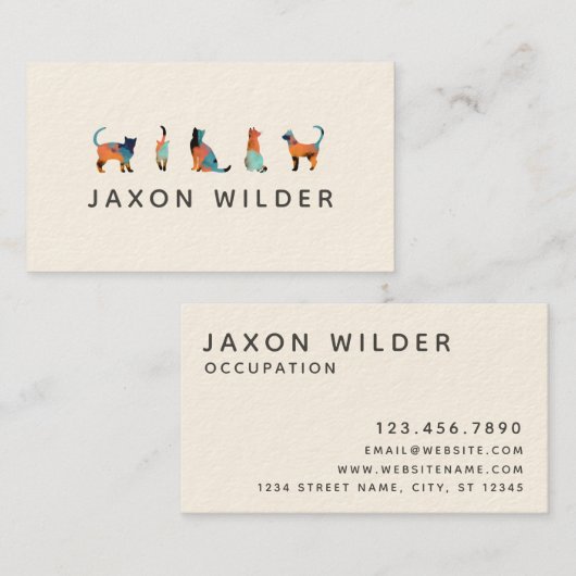 Carte De Visite Cloud Silhouette Chat Aquarelle Minimale Abstraite (Devant / Derrière)