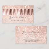 Carte De Visite Clous Art Manicure Parties scintillant Rose Peau (Devant / Derrière)
