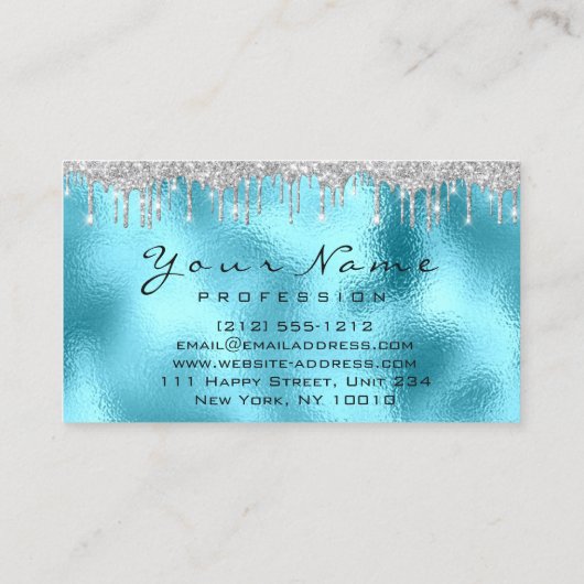 Carte De Visite Clous Art Parties scintillant Bleu Argent Gris Man (Dos)