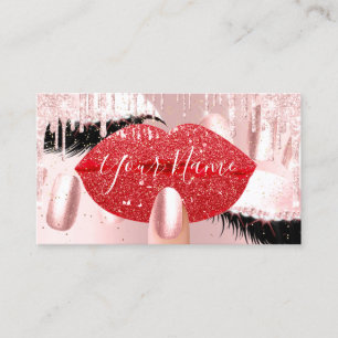Carte De Visite Clous Artiste maquillage Rouge Kiss Lip Lash QRCOD