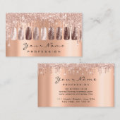 Carte De Visite Clous Artiste Parties scintillant Rose Or Manicure (Devant / Derrière)