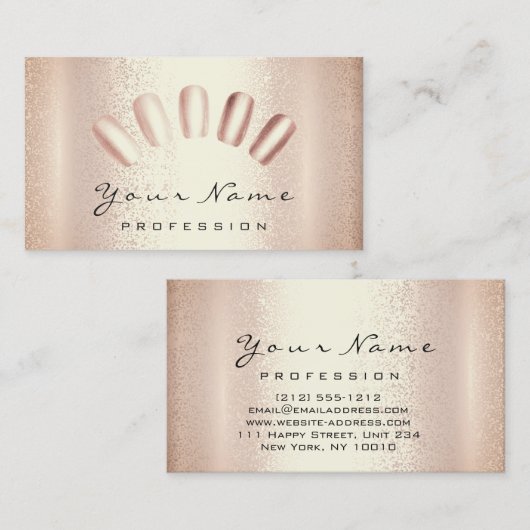 Carte De Visite Clous Artiste Rose Manucure Pedicure Moderne (Devant / Derrière)