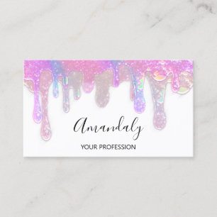 Carte De Visite Clous Beauté Logo Drivers Holographe Rose Blanc