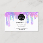 Carte De Visite Clous Beauté Logo Drivers Holographe Rose Bleu (Dos)