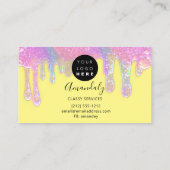 Carte De Visite Clous Beauté Logo Drivers Holographe rose Jaune (Dos)